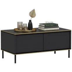 Tavolino da Salotto Nero Antracite un Vano Forma Rettangolare 98x50x43h cm, Piano Sollevabile - Corallo