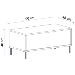 Tavolino da Salotto Nero Antracite un Vano Forma Rettangolare 98x50x43h cm, Piano Sollevabile - Corallo