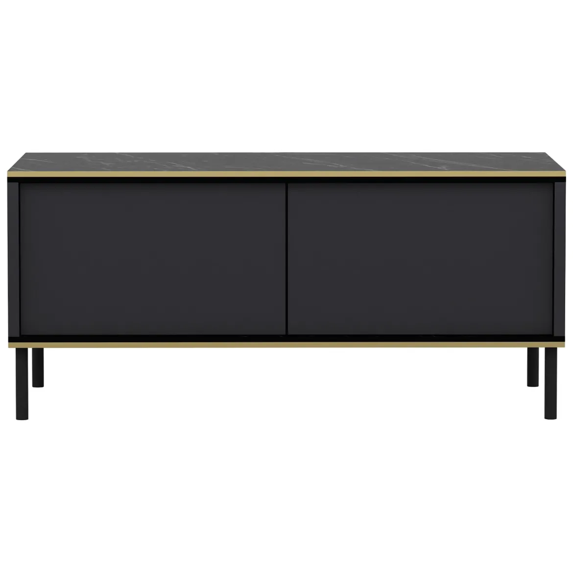 Tavolino da Salotto Nero Antracite oro con Piedini un Vano 90x45x40h cm, Piano Sollevabile - Zerbolo