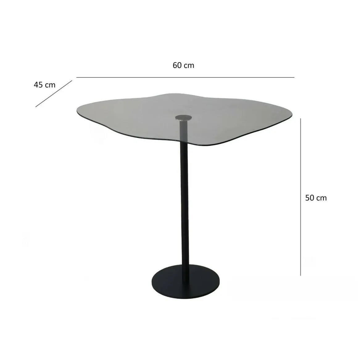 Tavolino da Salotto Nero Effetto Fume Forma Fantasia 60x45x50h cm, Sfumatura Colore Ripiano Fume - Mensa