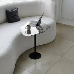 Tavolino da Salotto Nero Effetto Fume Forma Fantasia 60x45x50h cm, Sfumatura Colore Ripiano Fume - Mensa