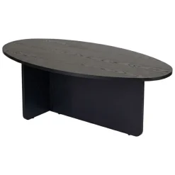 Tavolino da Salotto Nero Forma Ovale Materiale Piano in Legno Nobilitato 120x65x40h cm, Colore Ripiano Nero - Parona