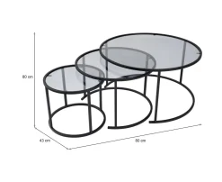 Tavolino da Salotto Nero Forma Ovale Materiale Piano in Legno Nobilitato 120x65x40h cm, Colore Ripiano Nero - Parona