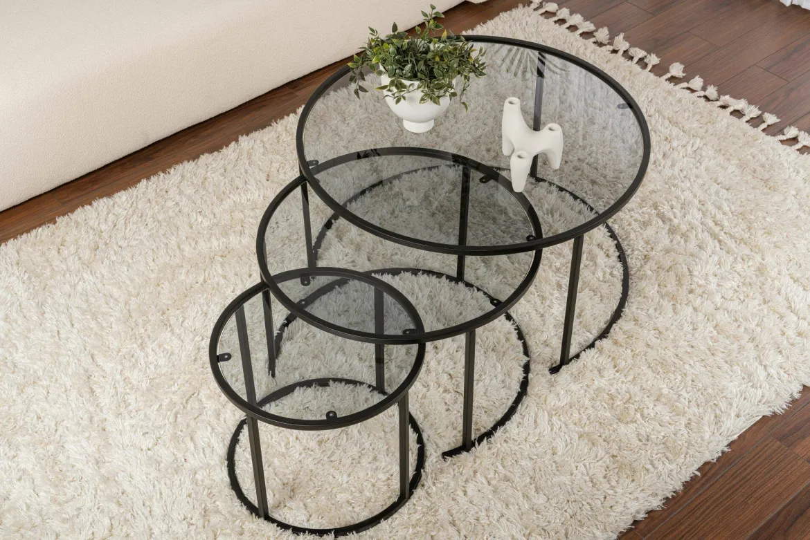 Tavolino da Salotto Nero Forma Ovale Materiale Piano in Legno Nobilitato 120x65x40h cm, Colore Ripiano Nero - Parona