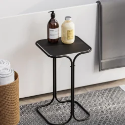 Tavolino da Salotto Nero Forma Quadrato Materiale Piano in Metallo 45x45x52h cm, Colore Ripiano Nero - Lorsica
