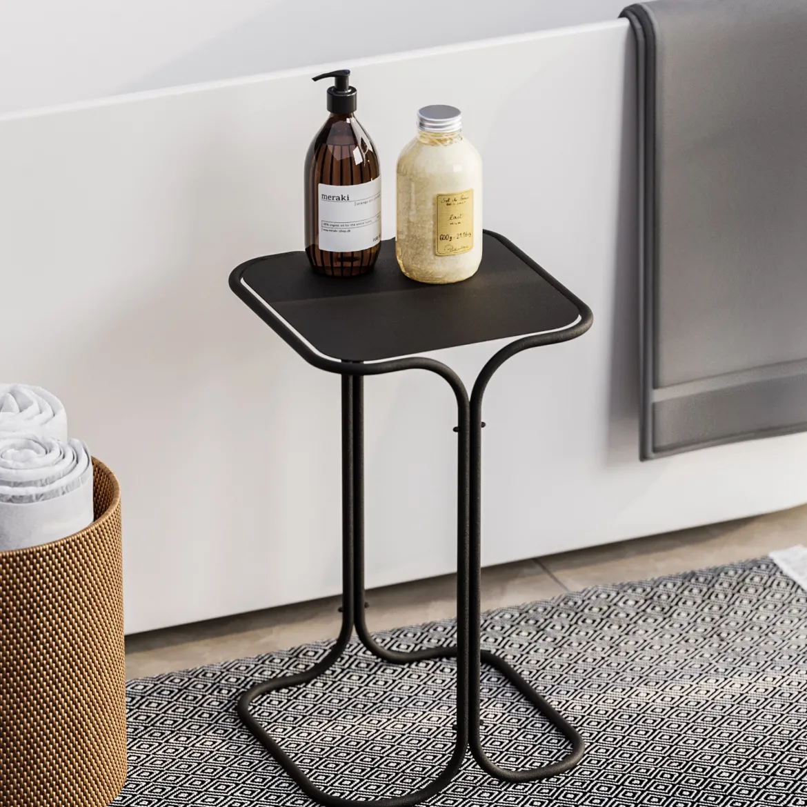 Tavolino da Salotto Nero Forma Quadrato Materiale Piano in Metallo 45x45x52h cm, Colore Ripiano Nero - Lorsica