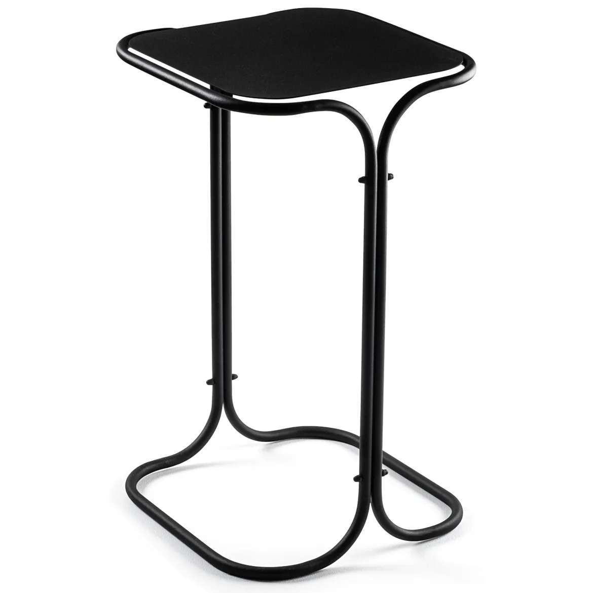 Tavolino da Salotto Nero Forma Quadrato Materiale Piano in Metallo 45x45x52h cm, Colore Ripiano Nero - Lorsica