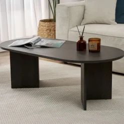 Tavolino da Salotto Nero Forma Rettangolare Materiale Piano in Legno Nobilitato 119x60x40h cm, Colore Ripiano Nero - Porcari