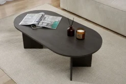 Tavolino da Salotto Nero Forma Rettangolare Materiale Piano in Legno Nobilitato 119x60x40h cm, Colore Ripiano Nero - Porcari
