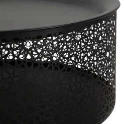 Tavolino da Salotto Nero oro Contenitore un Vano 35x35x50h cm, Piano Sollevabile - Mukall