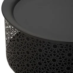 Tavolino da Salotto Nero oro Contenitore un Vano 35x35x50h cm, Piano Sollevabile - Mukall
