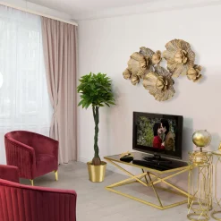 Tavolino da Salotto Nero oro Forma Rettangolare Colore Ripiano Nero 110x60x45h cm, Materiale Struttura in Metallo - Keswic