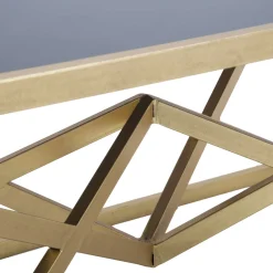 Tavolino da Salotto Nero oro Forma Rettangolare Colore Ripiano Nero 110x60x45h cm, Materiale Struttura in Metallo - Keswic