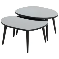 Tavolino da Salotto Nero Piano in Vetro Temperato Forma Ovale 75x55x38h cm, Sfumatura Colore Ripiano Fume - Cassiano