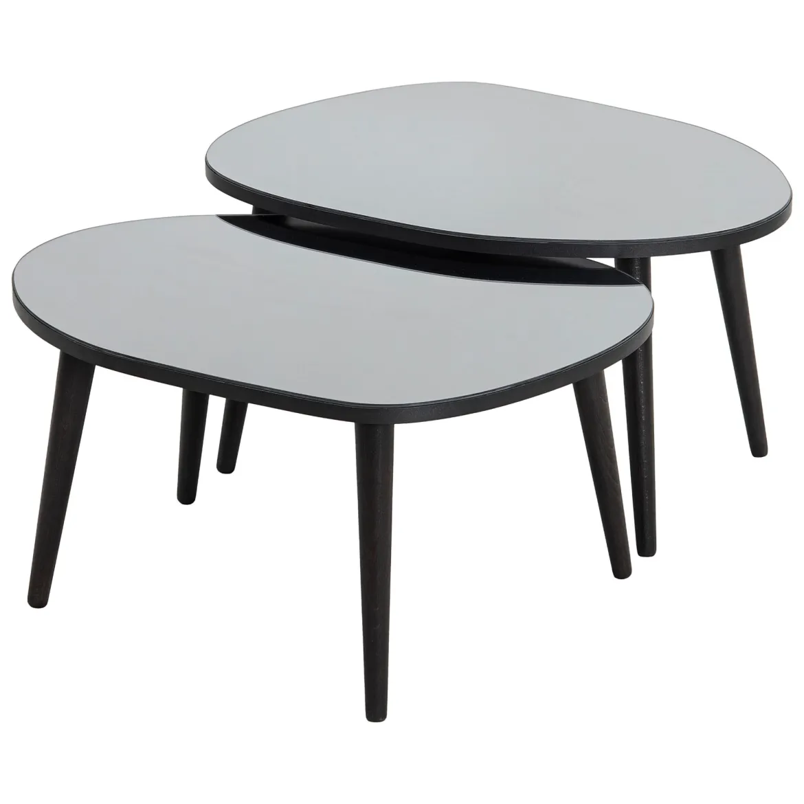 Tavolino da Salotto Nero Piano in Vetro Temperato Forma Ovale 75x55x38h cm, Sfumatura Colore Ripiano Fume - Cassiano
