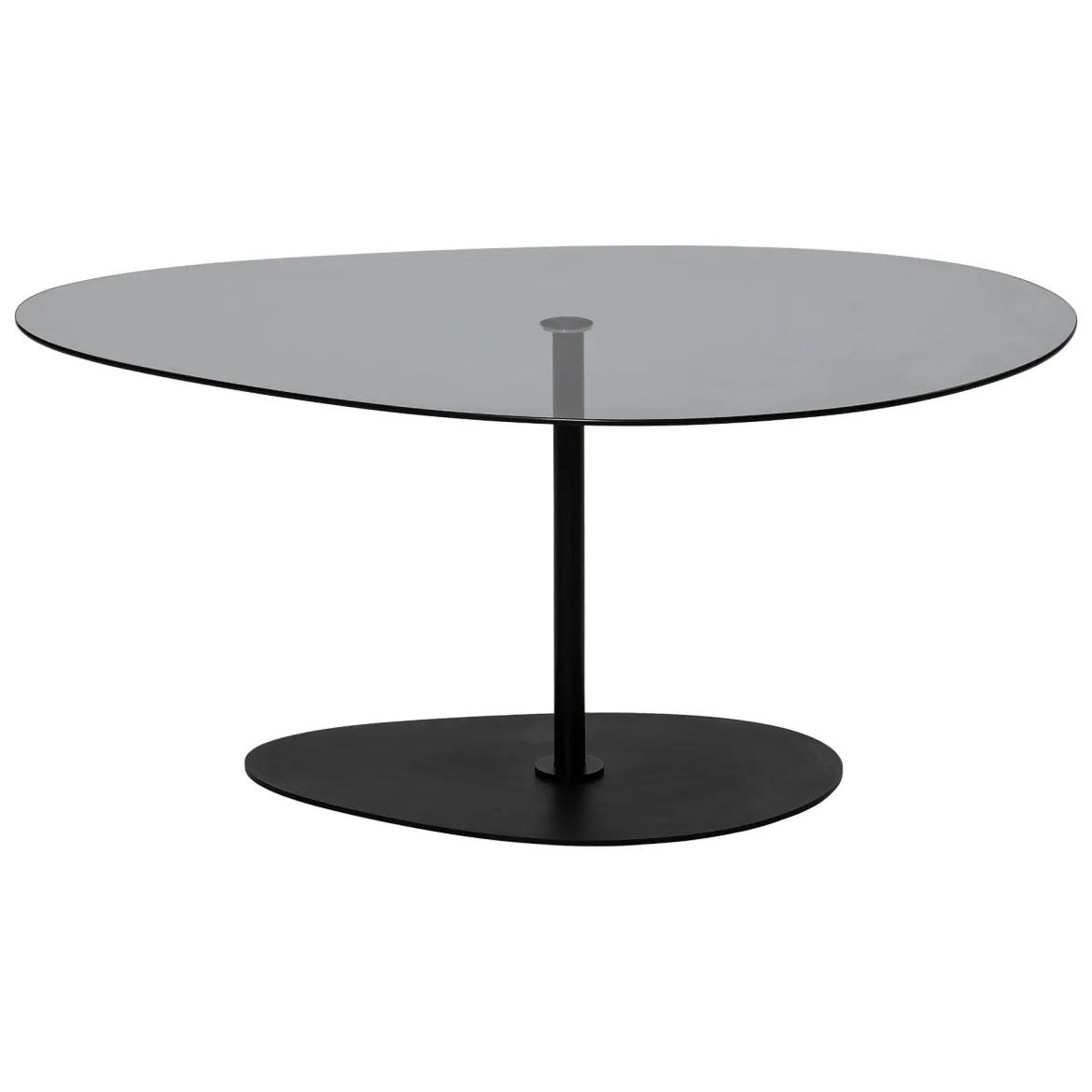 Tavolino da Salotto Nero Piano in Vetro Temperato Forma Ovale 90x60x40h cm, Sfumatura Colore Ripiano Fume - Tremiti