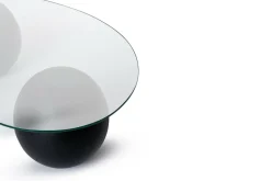 Tavolino da Salotto Nero Portariviste Forma Ovale 117x60x30h cm, Materiale Piano in Vetro - Sawyer