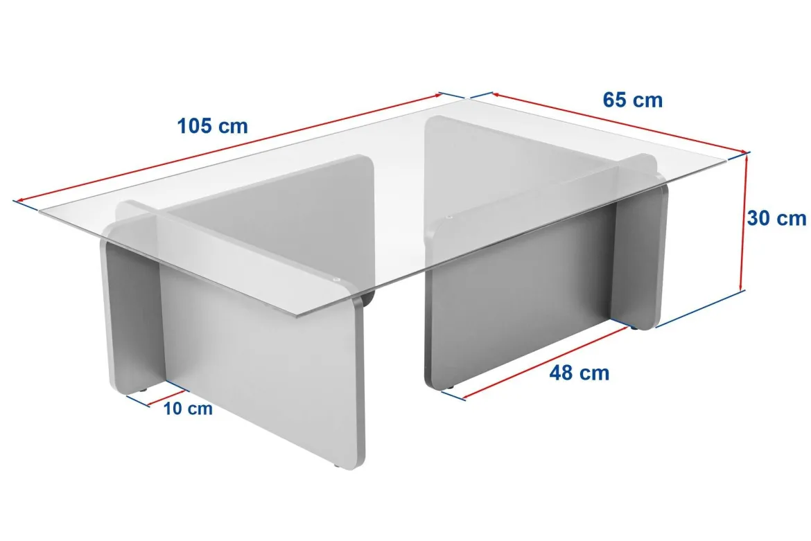 Tavolino da Salotto Nero Portariviste Forma Rettangolare 105x65x30h cm, Materiale Piano in Vetro - Kallias