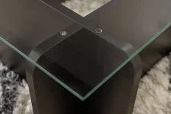 Tavolino da Salotto Nero Portariviste Forma Rettangolare 105x65x30h cm, Materiale Piano in Vetro - Kallias