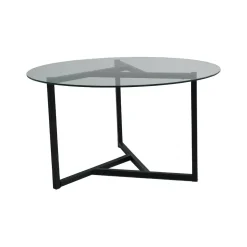 Tavolino da Salotto Nero Portariviste Forma Rotonda 75x75x42h cm, Materiale Piano in Vetro - Esperia