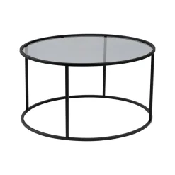 Tavolino da Salotto Nero Portariviste Forma Rotonda 80x80x43h cm, Sfumatura Colore Ripiano Fume - Geralt