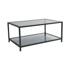 Tavolino da Salotto Nero Portariviste un Vano 90x60x40h cm, Forma Rettangolare - Mina