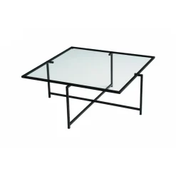 Tavolino da Salotto Nero Resistente All'appannamento Forma Quadrata 85x85x35h cm, Materiale Piano in Vetro - Mascate
