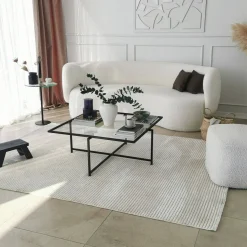Tavolino da Salotto Nero Resistente All'appannamento Forma Quadrata 85x85x35h cm, Materiale Piano in Vetro - Mascate