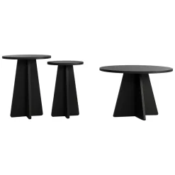 Tavolino da Salotto Nero set 2 Pezzi Forma Rotondo 40x40x50h cm, Materiale Piano in Legno Nobilitato - Dorina
