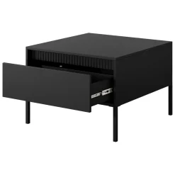 Tavolino da Salotto Nero un Cassetto con Piedini 68x48x68h cm, un Vano - Kasinela