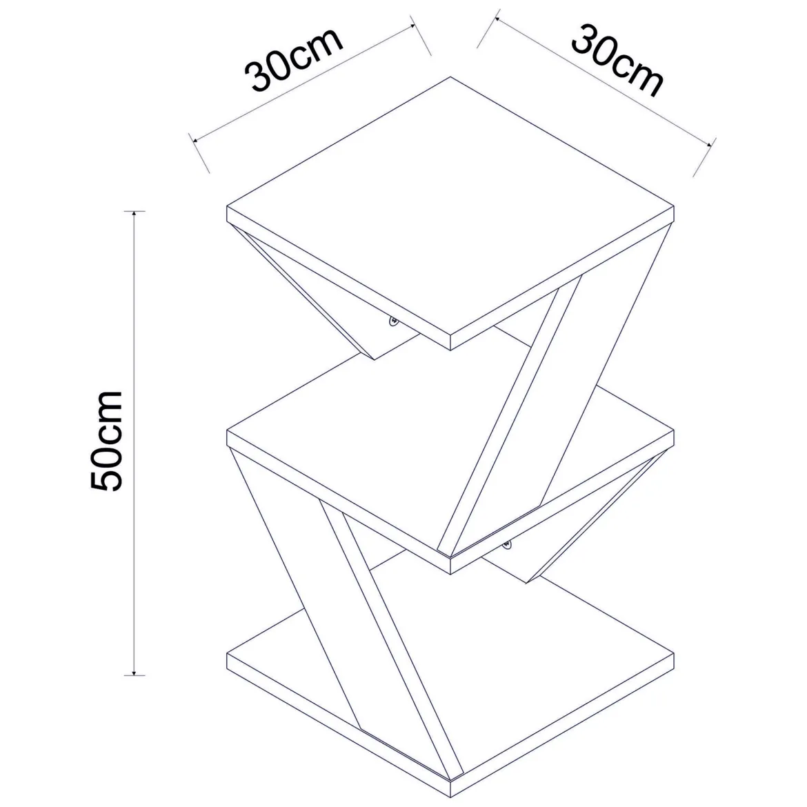 Tavolino da Salotto Nero 2 Vani Forma Rettangolare 30x30x54h cm, Materiale Piano in Legno Nobilitato - Serino