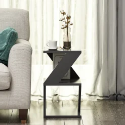 Tavolino da Salotto Nero 2 Vani Forma Rettangolare 30x30x54h cm, Materiale Piano in Legno Nobilitato - Serino
