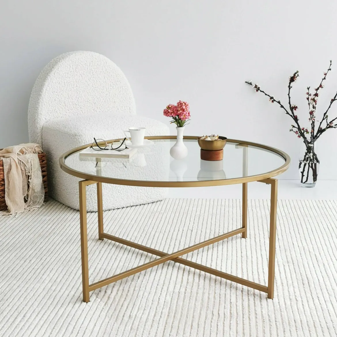 Tavolino da Salotto oro Cassetti 83x83x40h cm, Vani - Ecaterina