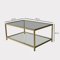 Tavolino da Salotto oro Cassetti Peso Massimo Supportato 10 kg 80x80x43h cm, Vani - Geralt