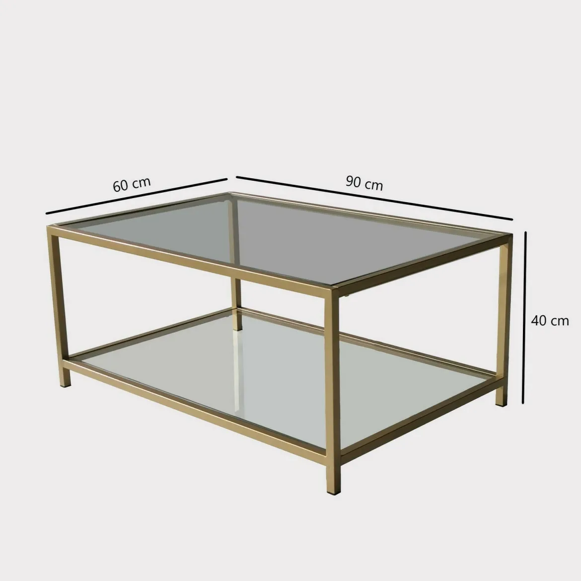 Tavolino da Salotto oro Cassetti Peso Massimo Supportato 10 kg 80x80x43h cm, Vani - Geralt