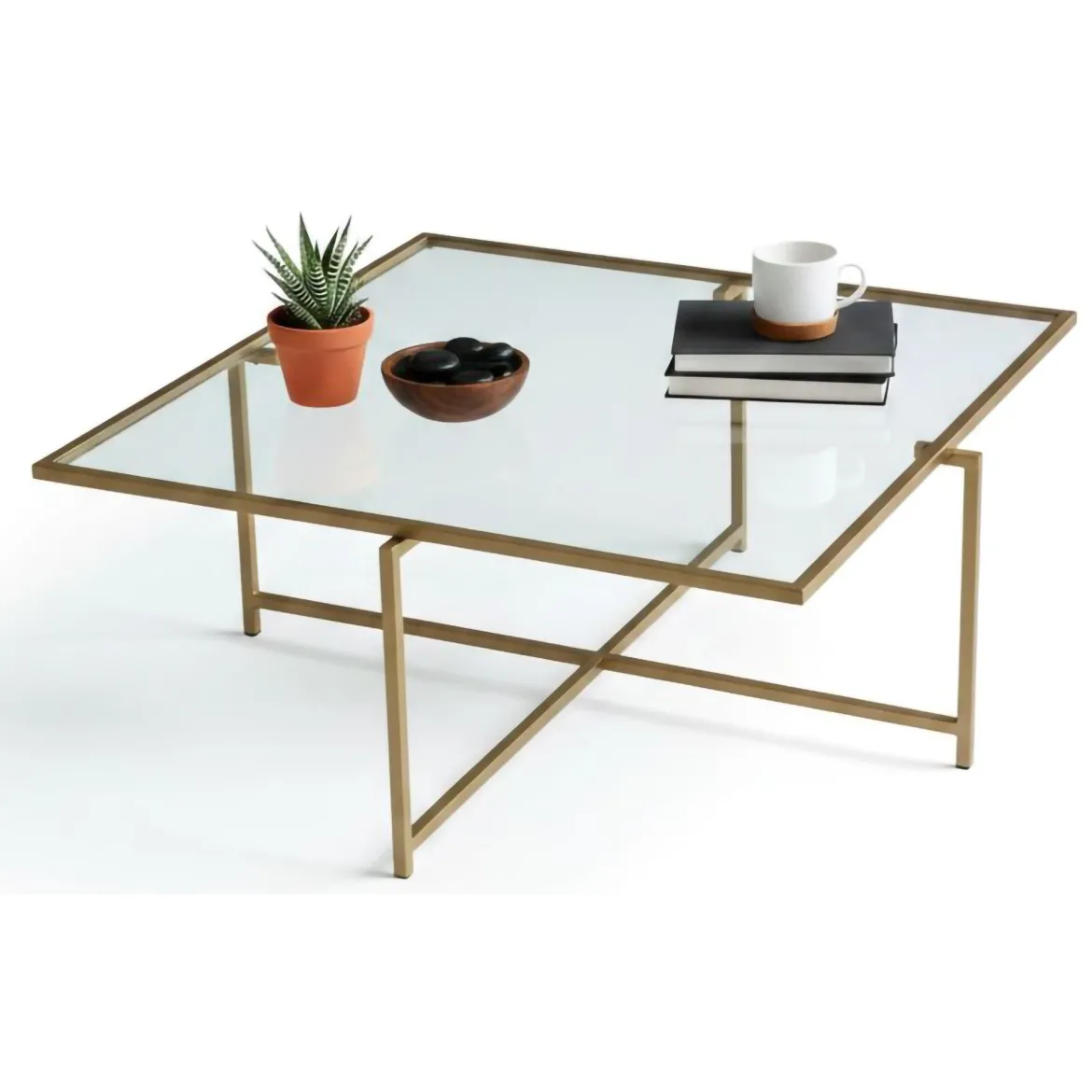 Tavolino da Salotto oro Cassetti Resistente All'appannamento 94x64x35h cm, Vani - Anna