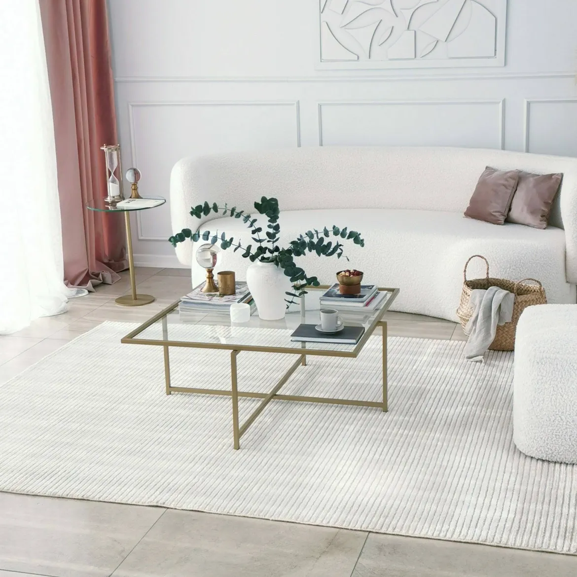 Tavolino da Salotto oro Cassetti Resistente All'appannamento 94x64x35h cm, Vani - Anna