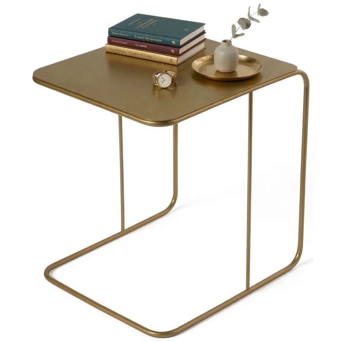 Tavolino da Salotto oro Lucido Forma Rettangolare Materiale Piano in Metallo 47x46x57h cm, Colore Ripiano oro - Cattaneo