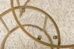 Tavolino da Salotto oro Modulabile Forma Rotondo 60x60x43h cm, Materiale Piano in Vetro - Simaxis