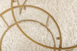 Tavolino da Salotto oro Piano in Vetro Temperato Forma Rotondo 80x80x43h cm, Materiale Piano in Vetro - Telti