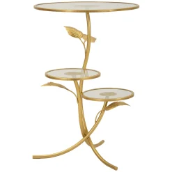 Tavolino da Salotto oro Trasparente 3 Ripiani Forma Rotondo 54x54x70h cm, Colore Ripiano Trasparente - Fana