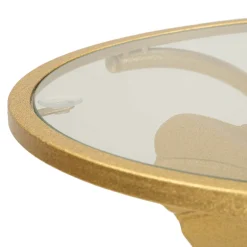 Tavolino da Salotto oro Trasparente Forma Rotondo Colore Ripiano Trasparente 40x40x81h cm, Materiale Struttura in Vetro - Datenoda