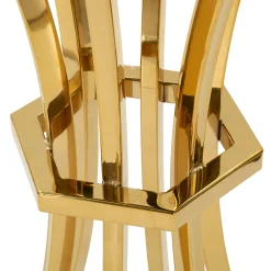 Tavolino da Salotto oro Trasparente Portatelefono Forma Rotondo 35x35x75h cm, Colore Ripiano Trasparente - Alofi