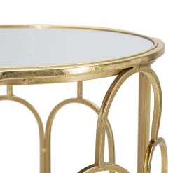 Tavolino da Salotto oro Trasparente set da 2 Forma Rotondo 42x42x53h cm, Colore Ripiano Trasparente - Gamalema