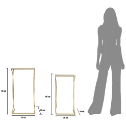 Tavolino da Salotto oro Trasparente set da 3 Portatelefono Forma Rotondo 32x32x71h cm, Colore Ripiano Trasparente - Gerald