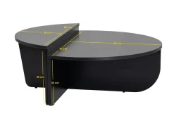 Tavolino da salotto ovale nero 90x60x35h cm - Feyre