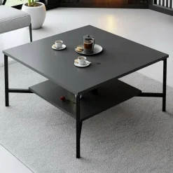 Tavolino da salotto quadrato antracite e nero 80x80x40h cm - Mia