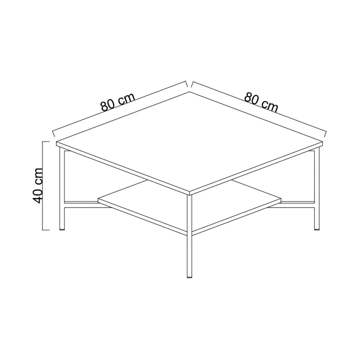 Tavolino da salotto quadrato antracite e nero 80x80x40h cm - Mia