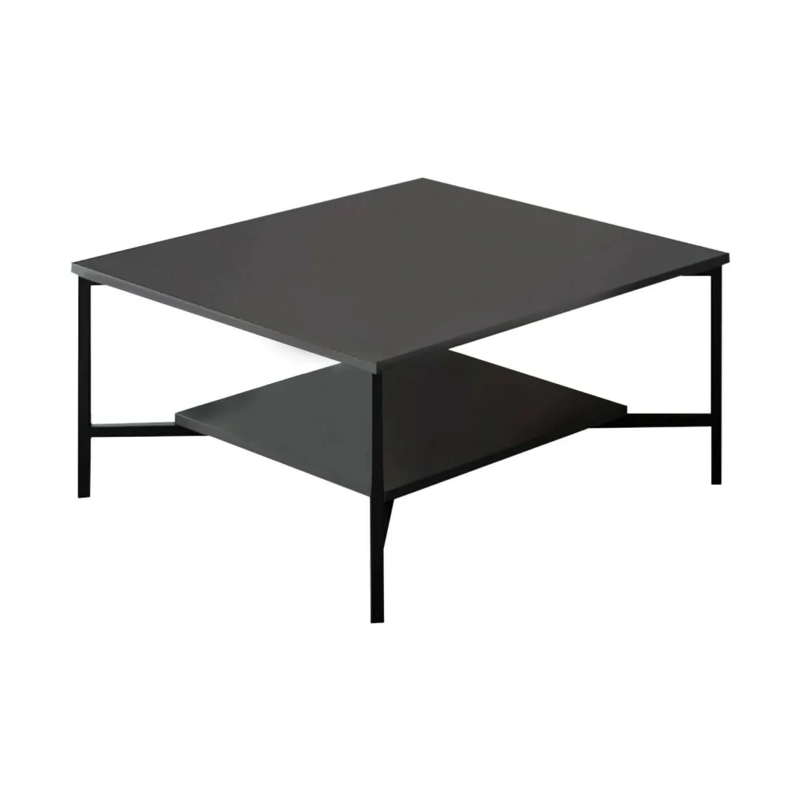 Tavolino da salotto quadrato antracite e nero 80x80x40h cm - Mia