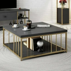 Tavolino da salotto quadrato ardesia 55x55x41h cm - Chanthu